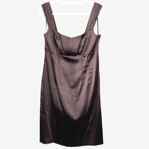 Calvin Klein Satin Dress Size 12 Brown Elegant Gala Evening Romantic